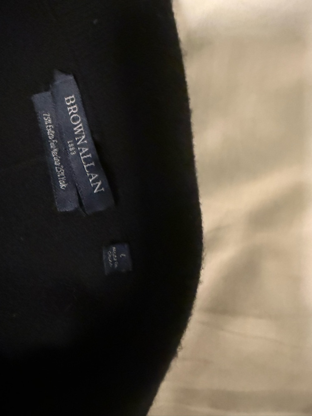Brown Allan Black Open-Front Wool Pea Coat + Pockets - Picture 2 of 2